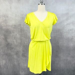 WHBM Glamgetter‎ Dress Womens Medium Limelight Dopamine Maximalist Stretchy Twee
